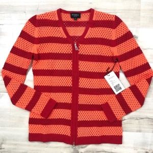 Rondina Stripe Zipper Cardigan Red/Coral, XS